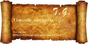 Timcsák Gergely névjegykártya