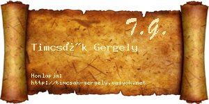 Timcsák Gergely névjegykártya